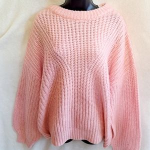 A New Day Womens Plus Size Pink Pullover Stitched Sweater